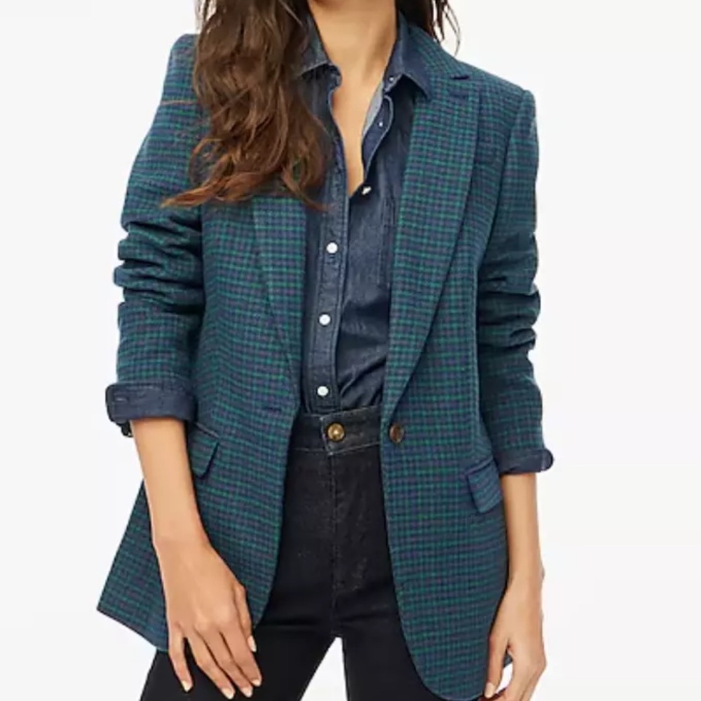 J. Crew Women's Blue Plaid Blazer